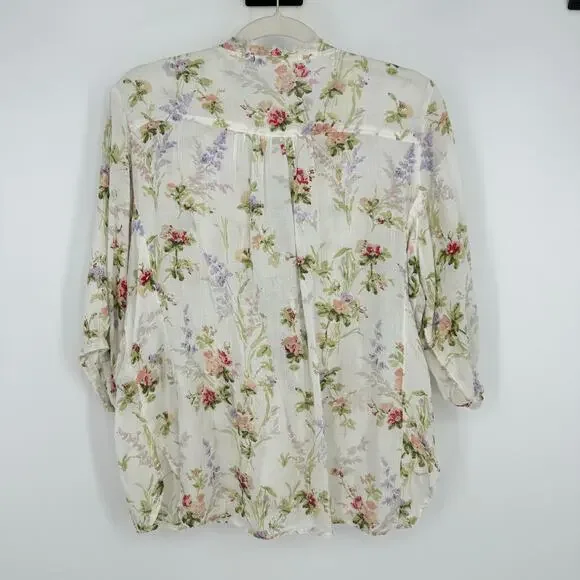 Ralph Lauren Denim & Supply Womens Gauze Floral Top Size M Cotton Cottagecore - Picture 7 of 10